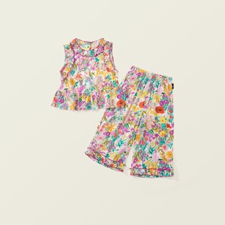Đồ Bộ Sát Nách, Set Đồ Bộ Sát Nách Hoa Nhí Phối Quần Ống Suông Cho Bé Gái Chất Liệu Cotton
