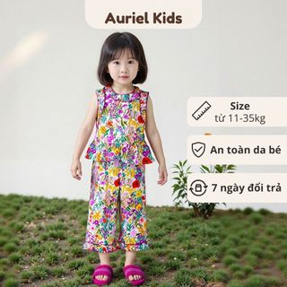 Đồ Bộ Sát Nách, Set Đồ Bộ Sát Nách Hoa Nhí Phối Quần Ống Suông Cho Bé Gái Chất Liệu Cotton