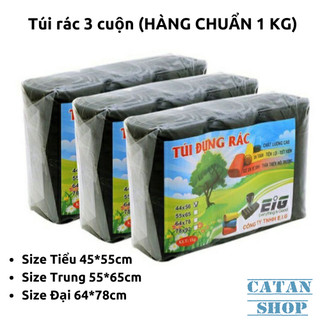 (HÀNG CHUẨN) Set 3 cuộn túi rác 1KG EIG siêu dai, Túi rác sinh học tự phân hủy thân thiện môi trường