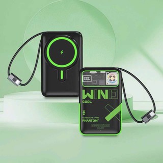 [CÓ 3C] Sạc Dự Phòng không dây PHANTOM P62W 20000mAh Magnetic 15W, cáp TypeC to LaiNing 22.5W, Có giá đỡ, quạt tản nhiệt