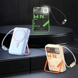 [CÓ 3C] Sạc Dự Phòng không dây PHANTOM P62W 20000mAh Magnetic 15W, cáp TypeC to LaiNing 22.5W, Có giá đỡ, quạt tản nhiệt