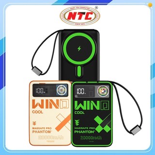 [CÓ 3C] Pin Dự Phòng không dây PHANTOM P62W 20000mAh Magnetic 15W, cáp TypeC to LaiNing 22.5W, Có giá đỡ, quạt tản nhiệt
