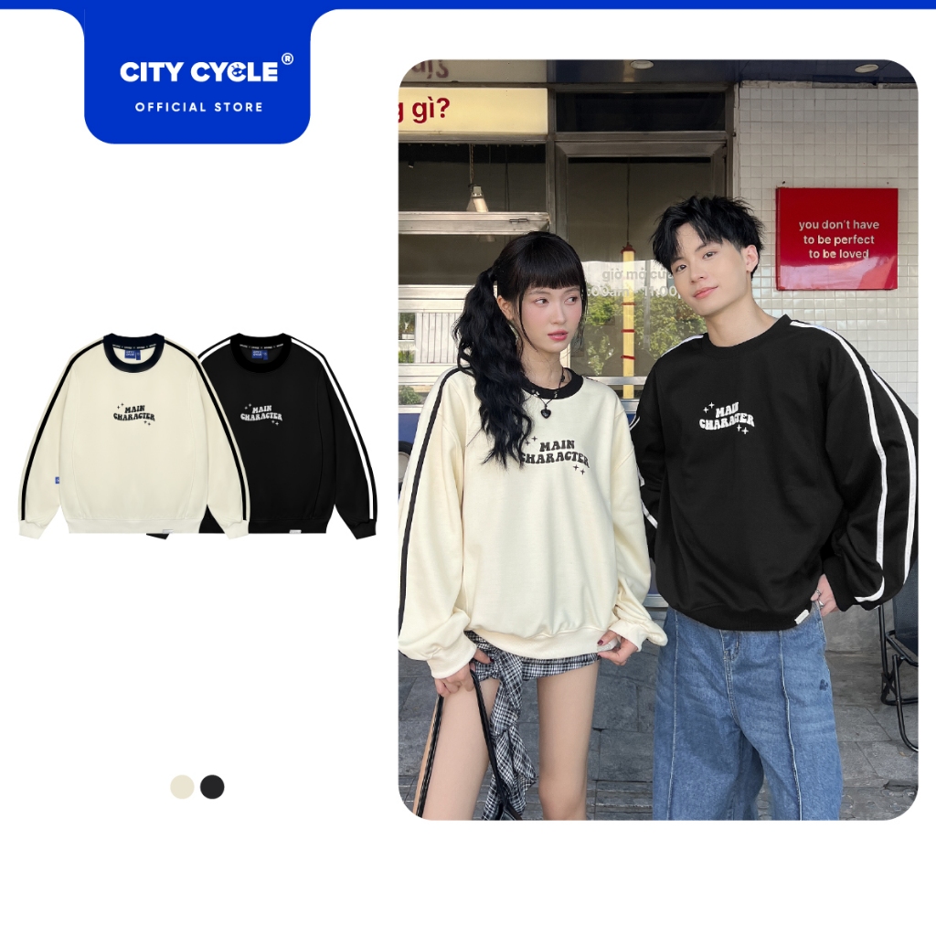Áo sweater nỉ boxy mùa đông nam nữ Local Brand Chính Hãng City Cycle Áo sweater Main Character