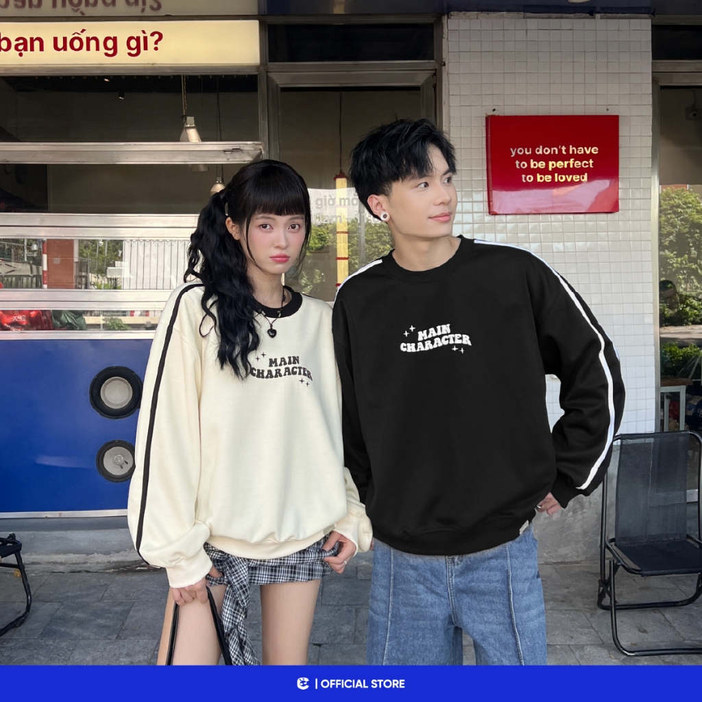 Áo sweater nỉ boxy mùa đông nam nữ Local Brand Chính Hãng City Cycle Áo sweater Main Character