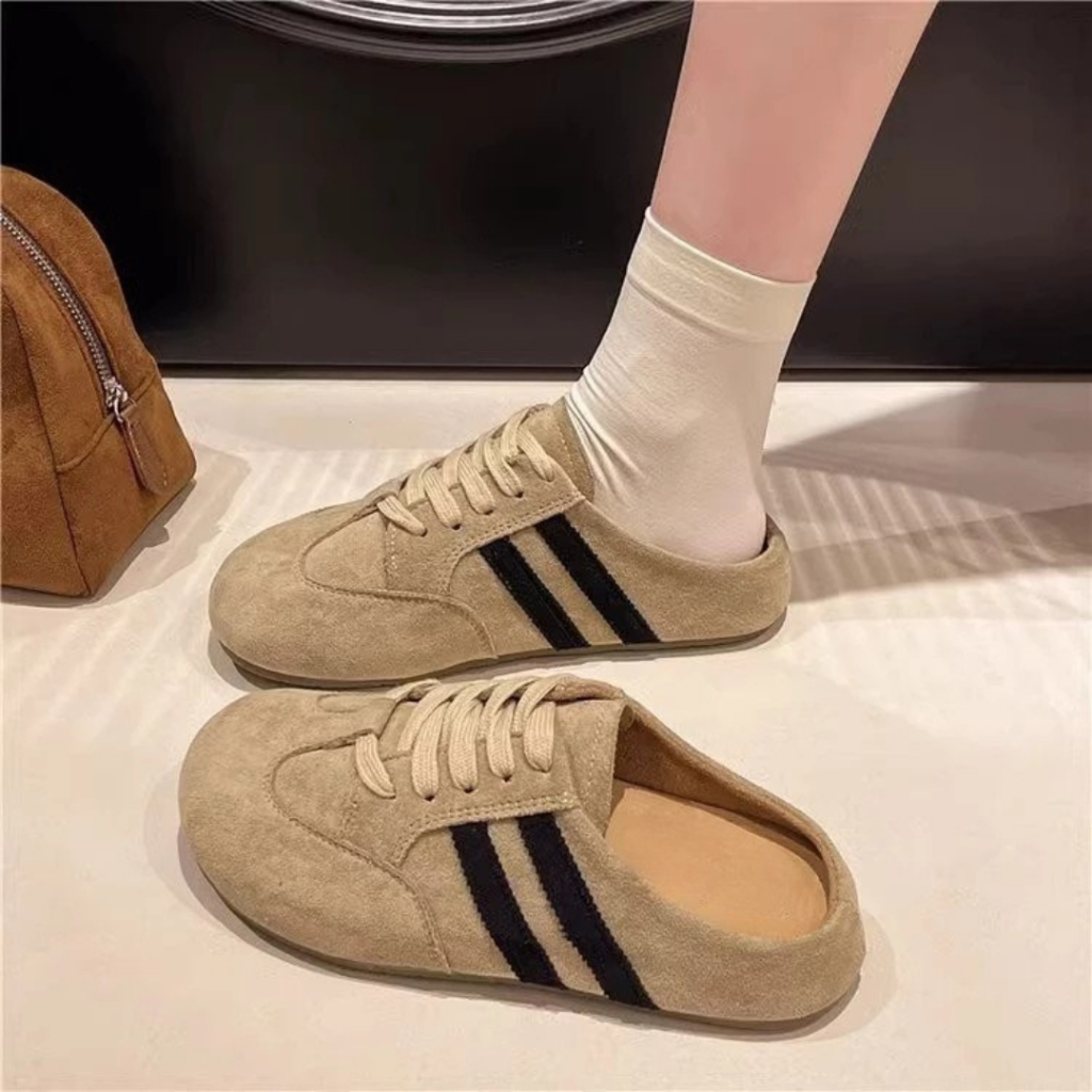 Sục Nữ Hai Vạch, Giày Sục Đế Bệt Da Lộn Cao 3 Phân Hottrend (CÓ HỖ TRỢ ĐỔI SIZE) || Mã N45