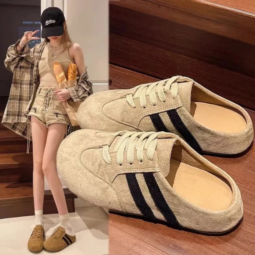 Sục Nữ Hai Vạch, Giày Sục Đế Bệt Da Lộn Cao 3 Phân Hottrend (CÓ HỖ TRỢ ĐỔI SIZE) || Mã N45