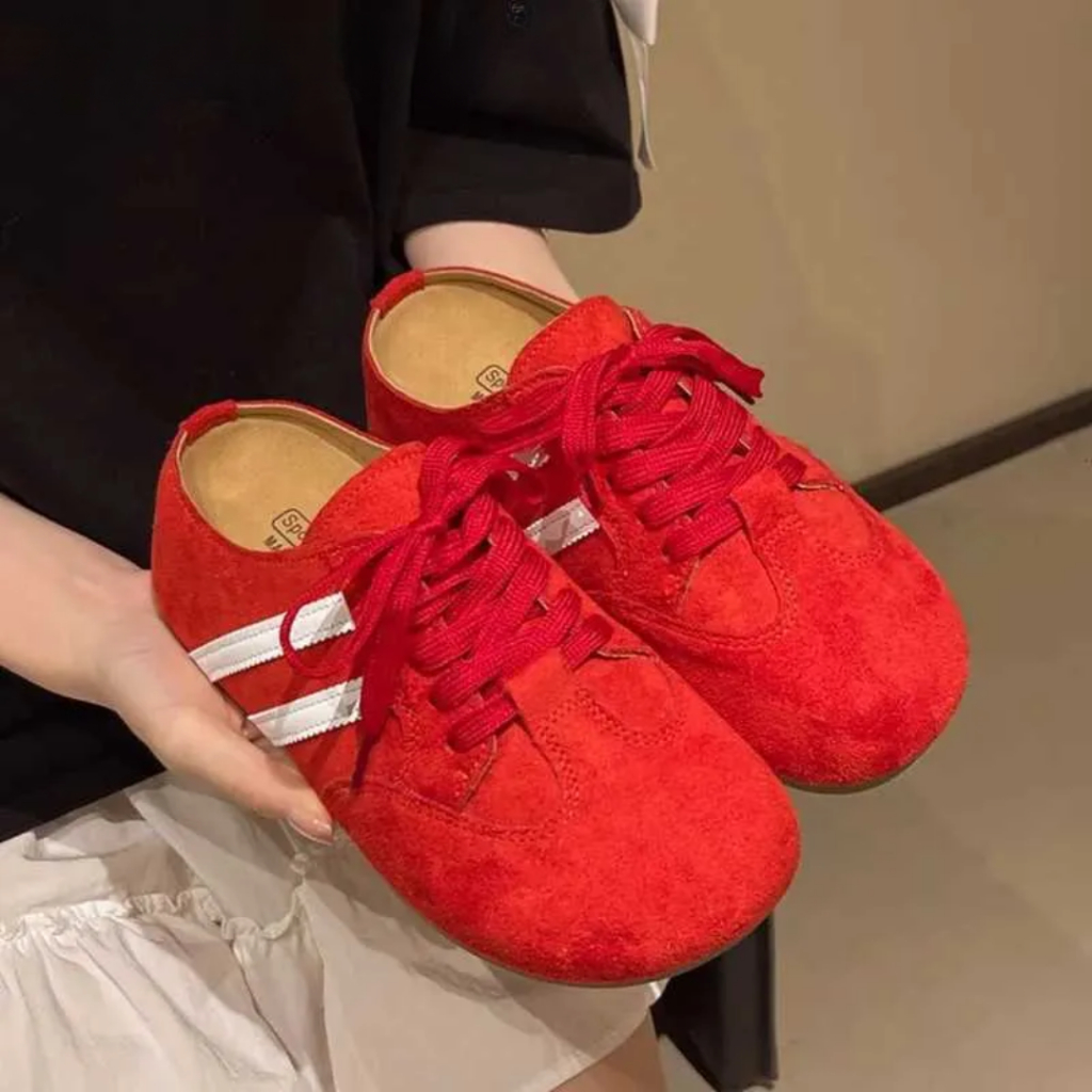 Sục Nữ Hai Vạch, Giày Sục Đế Bệt Da Lộn Cao 3 Phân Hottrend (CÓ HỖ TRỢ ĐỔI SIZE) || Mã N45