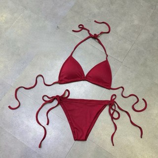 [HỎA TỐC] Set bikini cột eo dây nơ sexy K531 - Chất liệu gân tăm, áo có mút ngực, mềm mại