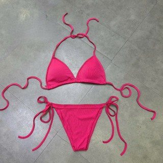 [HỎA TỐC] Set bikini cột eo dây nơ sexy K531 - Chất liệu gân tăm, áo có mút ngực, mềm mại