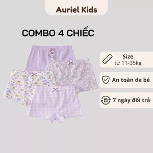 Quần Lót Cho Bé Gái, Quần Lót Kháng Khuẩn Cho Bé Gái Màu Tím Chất Liệu Cotton Mềm Mại