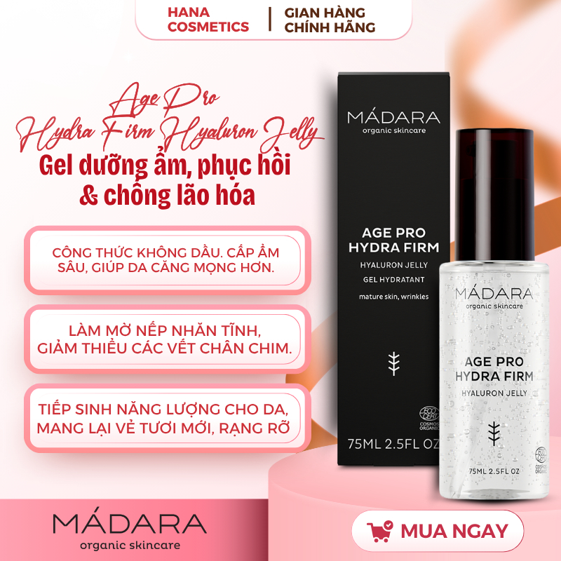 [HÀNG CÔNG TY] Gel dưỡng ẩm và phục hồi Mádara Age Pro Hydra Firm Hyaluron Jelly 75ml không dầu