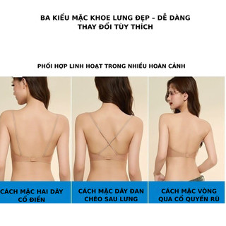 Áo ngực nữ cao cấp su đúc mềm mại dây vai tùy chỉnh 3 kiểu Áo lót nữ không gọng mút mềm ôm ngực A925