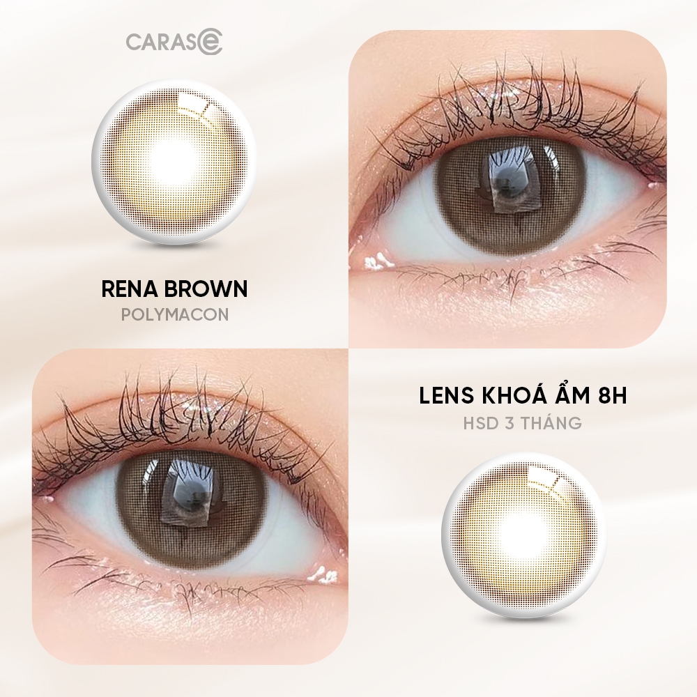 [1 chiếc] Kính áp tròng khoá ẩm 8H 3 Tháng Màu Nâu Mật Ong Nhạt CARASE, Lens cận B RENA BROWN