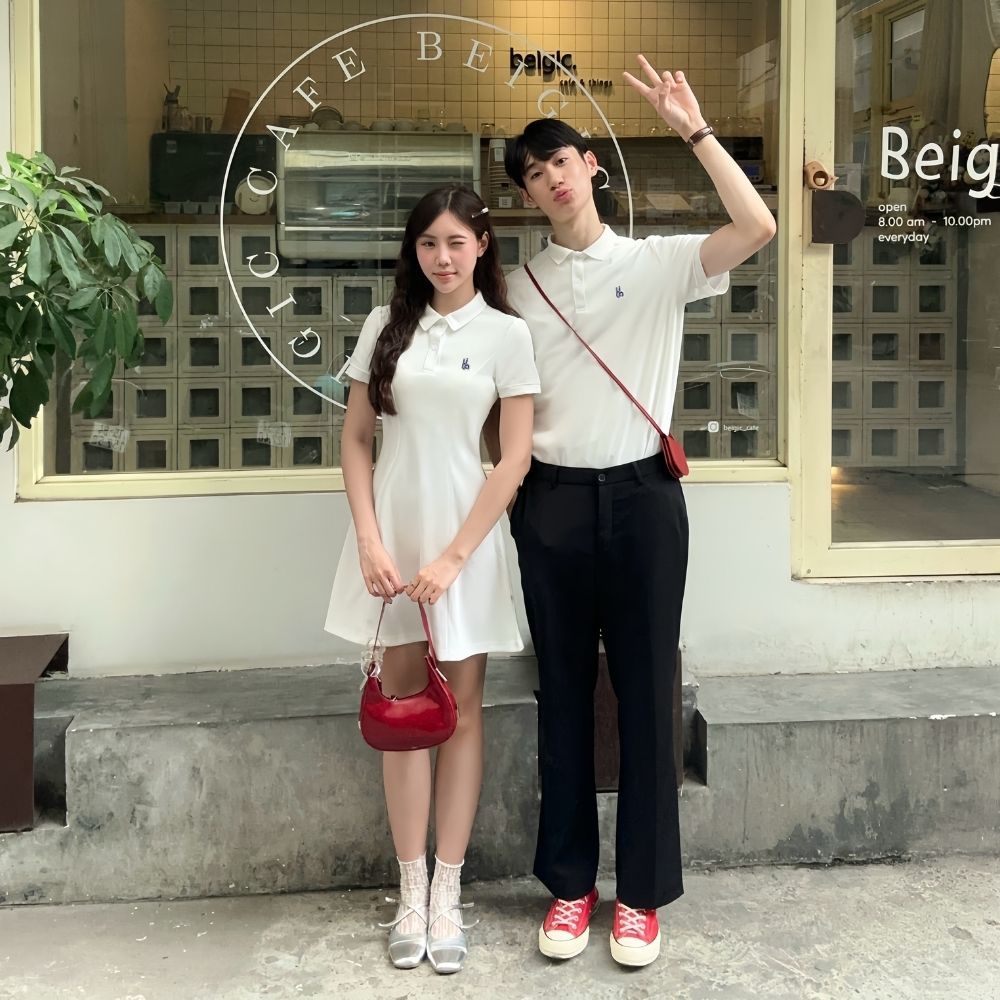 Set áo váy polo Local Brand LiLa, áo thun nam nữ unisex có cổ vải cotton, đầm polo nữ có cổ đứng form, tôn dáng