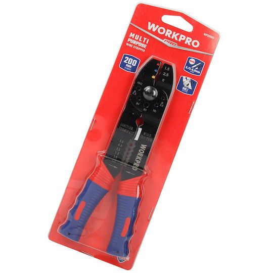 Kìm tuốt dây đa năng WORKPRO WP291001 kích thước 200mm, tuốt dây 0,75 - 6mm, cắt và tuốt các cỡ phổ thông