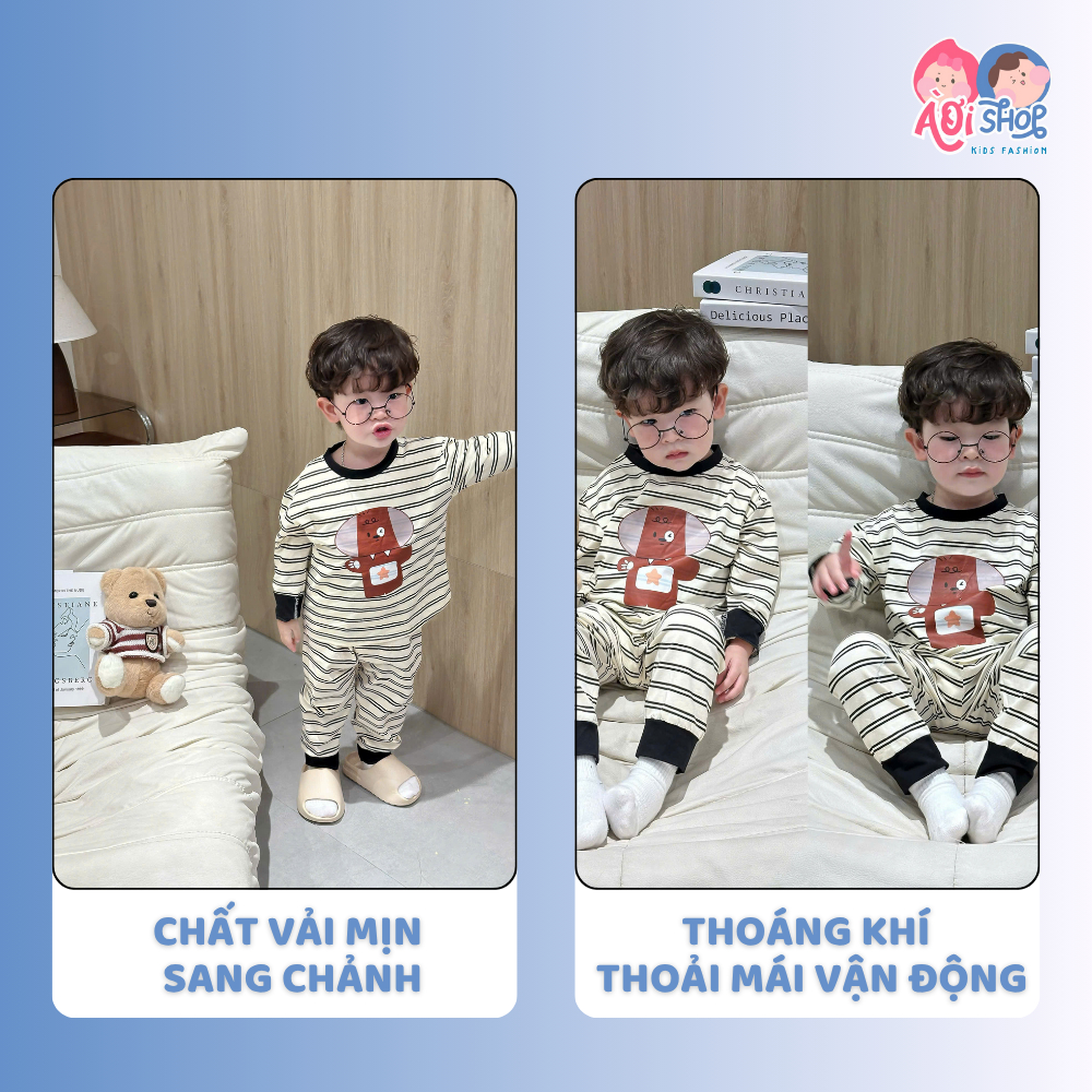 [À ƠI SHOP] C54- set 2 bộ dài chó nháy mắt sọc ngang- a100.271