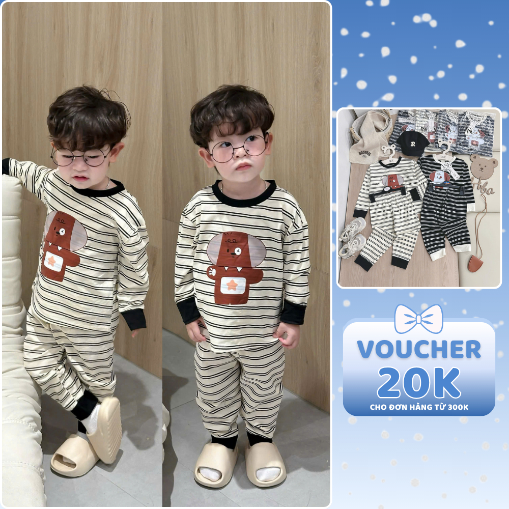 [À ƠI SHOP] C54- set 2 bộ dài chó nháy mắt sọc ngang- a100.271