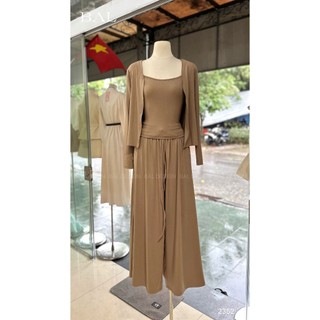 Bộ zip 3 chi tiết áo 2 dây + áo khoác + quần suông dài Eva hamichi