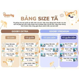 (Không Quà) Tã/Bỉm Đêm Gooby Premium – Mỏng Nhẹ, Mềm Mại, Thấm Hút Tốt, Chống Tràn – Size NB-XXXL
