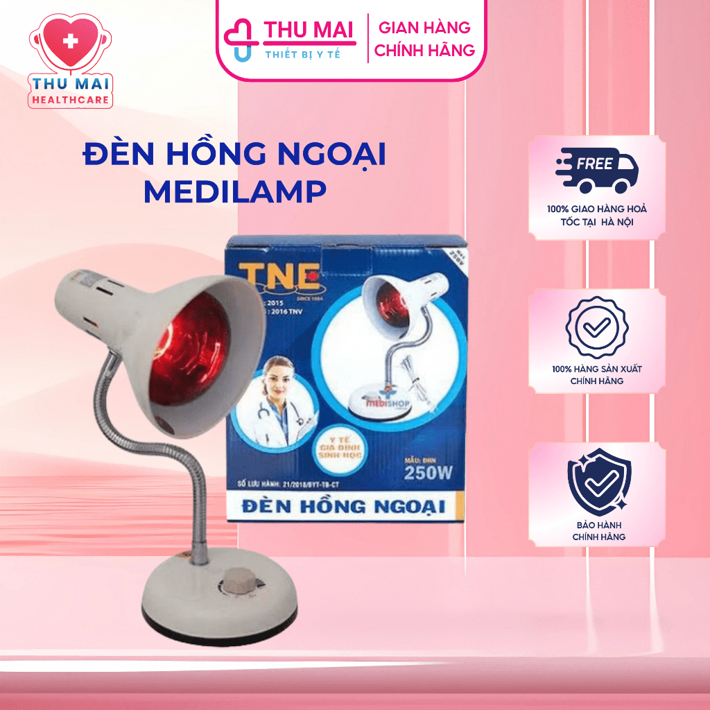 [VOUCHER 30K MB] Đèn hồng ngoại TNE Medilamp có chiết áp kèm bóng 250W, giúp giãn mạch máu, đau thắt cơ, đau viêm khớp