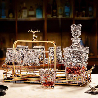 Bộ BÌNH 6 LY RƯỢU NGOẠI, CHIVAS, WHISKY, ROCK thủy tinh pha lê cao cấp HỘP QUÀ TẶNG sang trọng