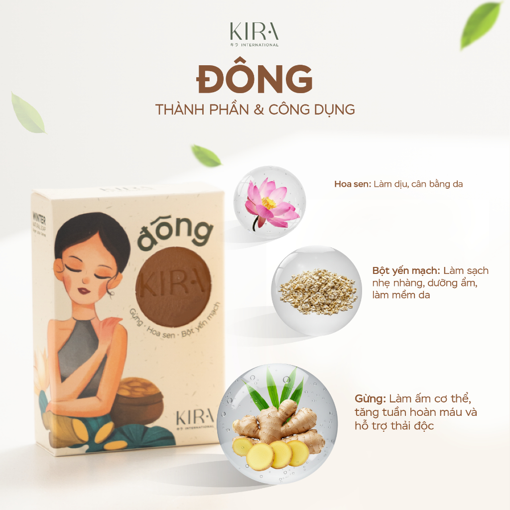 Xà bông thiên nhiên 4 mùa Kira – Xuân, Hạ, Thu, Đông | Hữu cơ 100% | Thanh lọc & nuôi dưỡng làn da