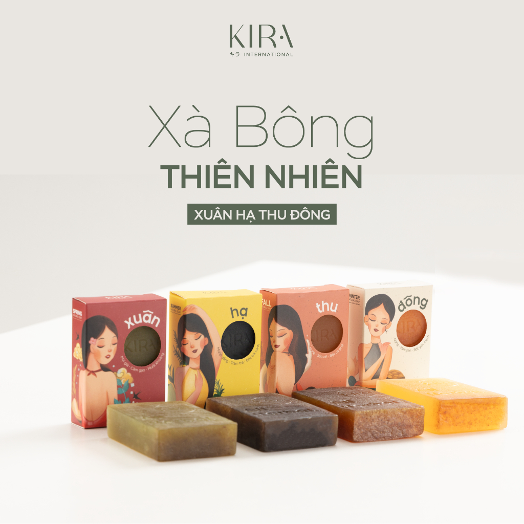 Xà bông thiên nhiên 4 mùa Kira – Xuân, Hạ, Thu, Đông | Hữu cơ 100% | Thanh lọc & nuôi dưỡng làn da