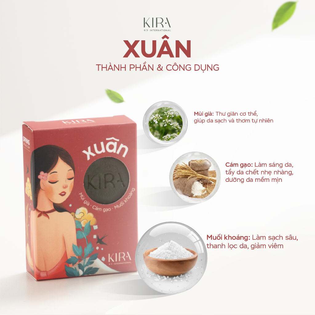 Xà bông thiên nhiên 4 mùa Kira – Xuân, Hạ, Thu, Đông | Hữu cơ 100% | Thanh lọc & nuôi dưỡng làn da