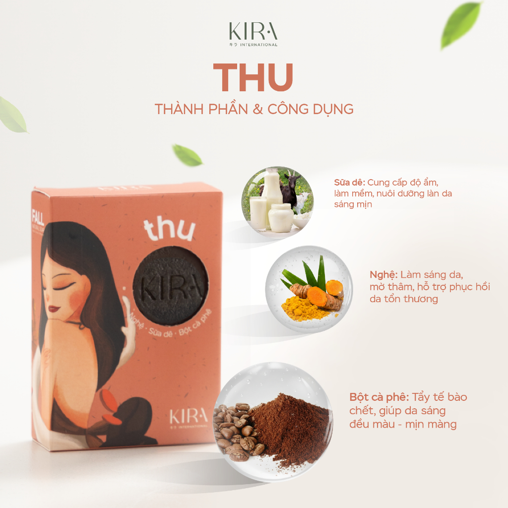 Xà bông thiên nhiên 4 mùa Kira – Xuân, Hạ, Thu, Đông | Hữu cơ 100% | Thanh lọc & nuôi dưỡng làn da