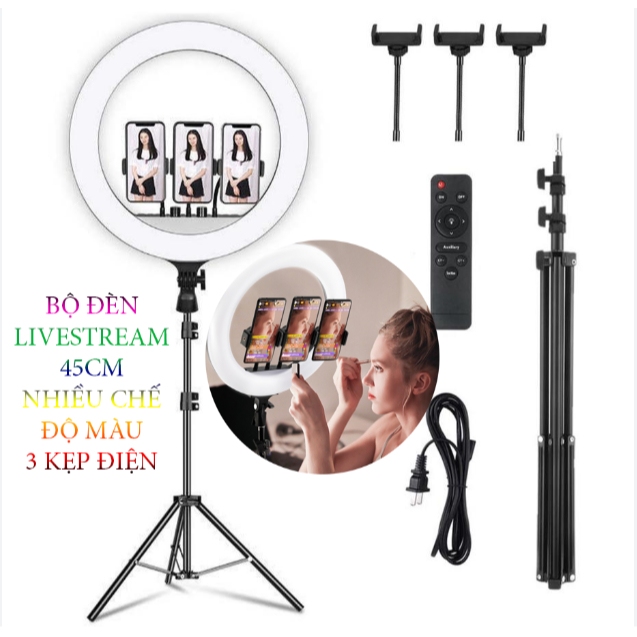 Đèn Livestream Size 45 Đi Kèm Chân Đỡ Đèn Bằng Sắt Siêu Sáng, Sử Dụng Siêu Tiện Lợi