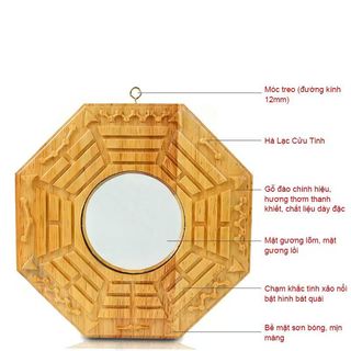 Gương Bát Quái Cầu Lồi Phong Thủy Trừ Tà - 10/13/18cm Gương Bát Quái Cửu Cung Phong Thủy ( Lồi )
