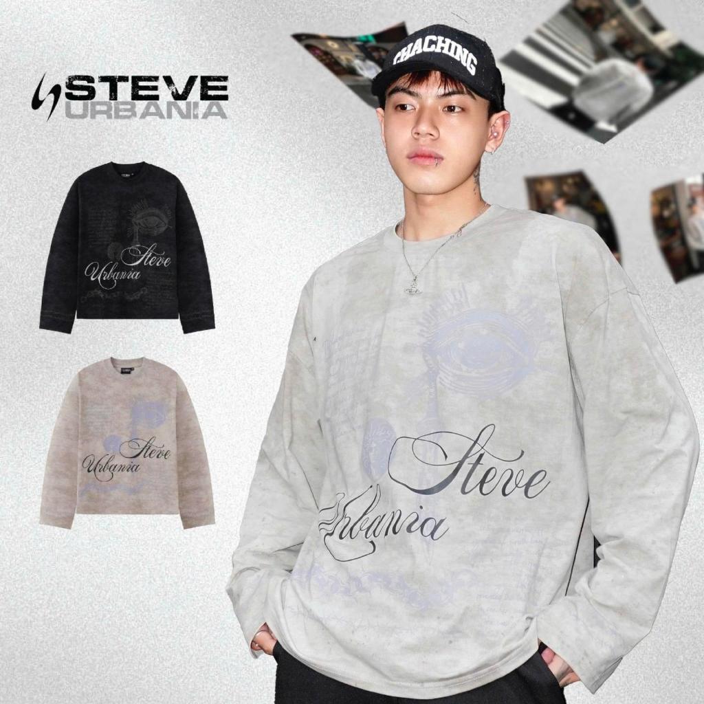 Áo dài tay Long Sleeve Shirts STEVE URBANIA cotton wash họa tiết in chìm, Áo dài tay form rộng nam nữ - LS01