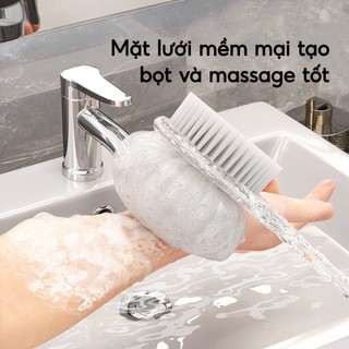 Cọ Tắm BÍ NGÔ SÓNG NƯỚC 2IN1 Cao Cấp - Cọ Tắm 2 Mặt Cán Acrylic Tẩy Tế Bào Chết, Massage Cơ Thể Hiệu Quả🛁
