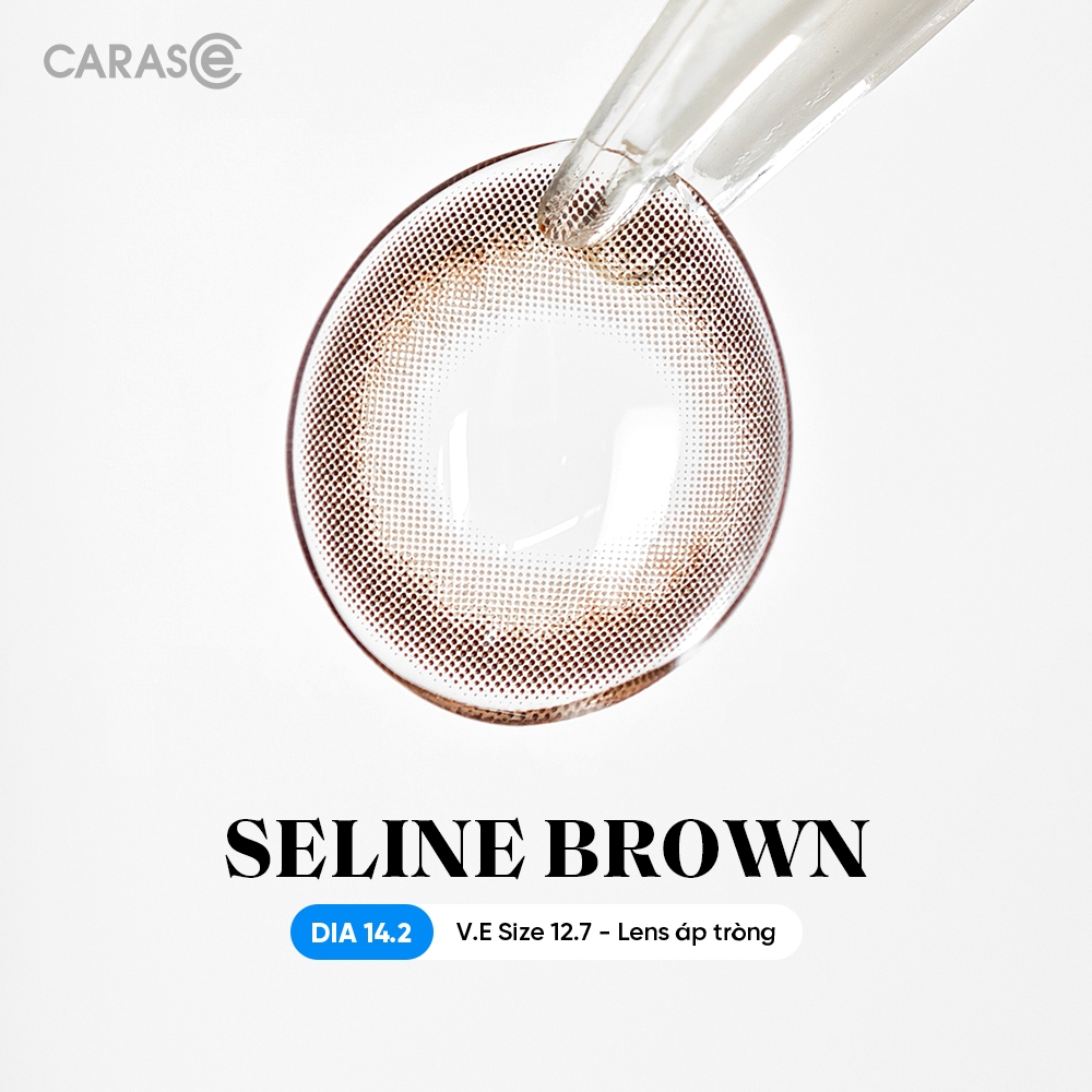 [1 chiếc] Kính áp tròng khoá ẩm 8H 3 Tháng Màu Nâu Mật Ong Đậm CARASE, Lens cận B SELINE BROWN