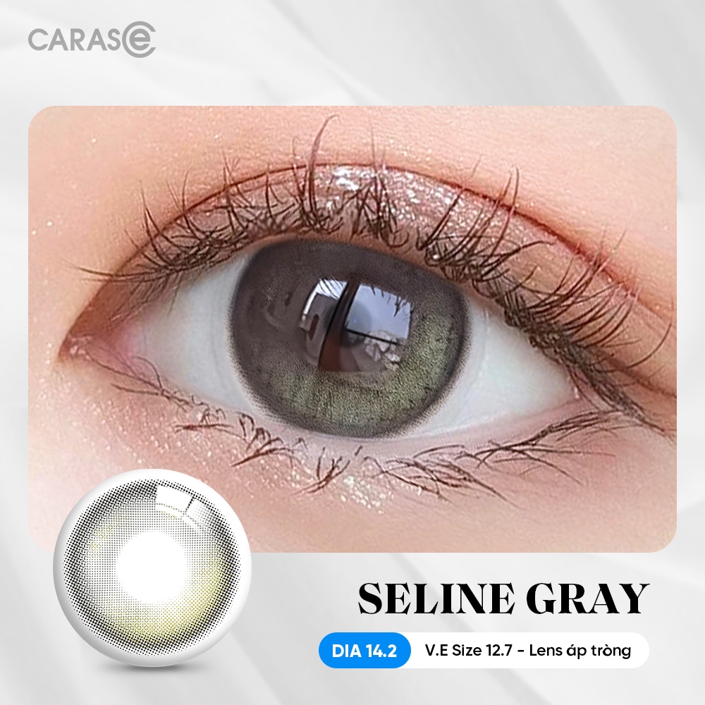 [1 chiếc] Kính áp tròng khoá ẩm 8H 3 Tháng Màu Xám Tro Ombre CARASE, Lens cận B SELINE GRAY