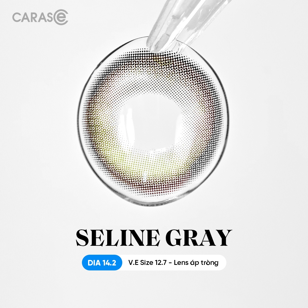 [1 chiếc] Kính áp tròng khoá ẩm 8H 3 Tháng Màu Xám Tro Ombre CARASE, Lens cận B SELINE GRAY