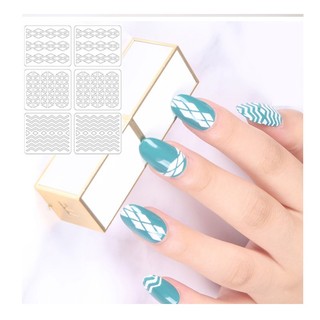 Miếng dán móng tay hình vuông rỗng kiểu Pháp, miếng dán móng tay laser,miếng dán trang trí móng tay】