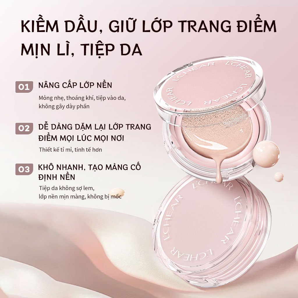 [Mua 1 tặng 4] Phấn Nước Cushion LCHEAR Kiềm Dầu, Nâng Tông Tự Nhiên, Che Phủ Hoàn Hảo, Mỏng Nhẹ, Kèm Lõi Thay Thế 10g