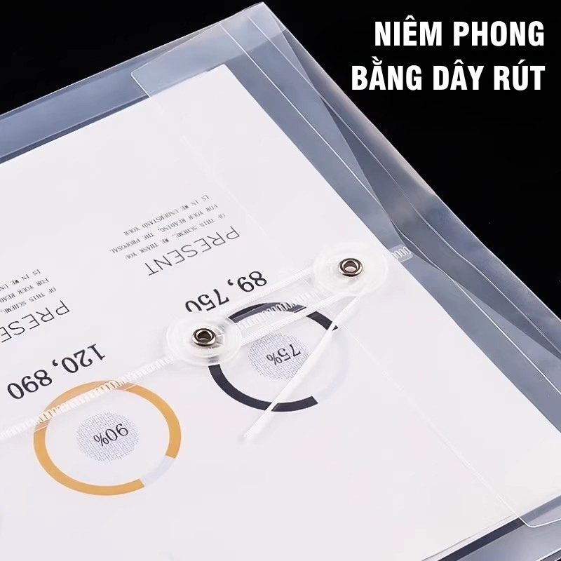 Túi Đựng Hồ Sơ Tài Liệu A4 Có Khóa Dùng Cho Văn Phòng – Túi Nhựa PP Chống Nước, Bền Đẹp, Dễ Dàng Mang Theo