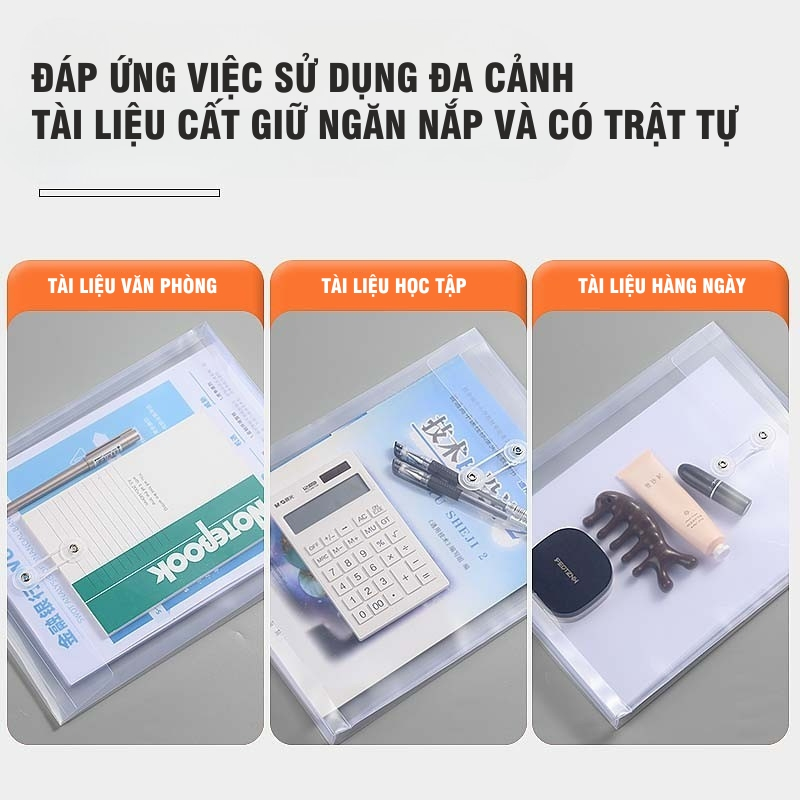 Túi Đựng Hồ Sơ Tài Liệu A4 Có Khóa Dùng Cho Văn Phòng – Túi Nhựa PP Chống Nước, Bền Đẹp, Dễ Dàng Mang Theo
