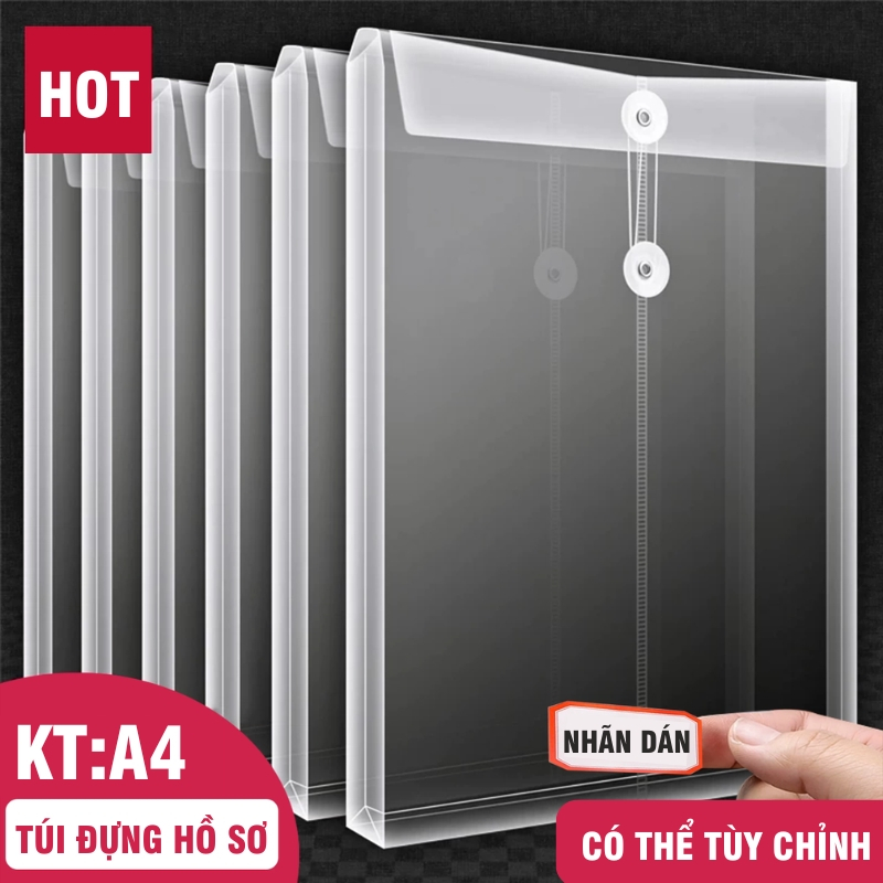 Túi Đựng Hồ Sơ Tài Liệu A4 Có Khóa Dùng Cho Văn Phòng – Túi Nhựa PP Chống Nước, Bền Đẹp, Dễ Dàng Mang Theo