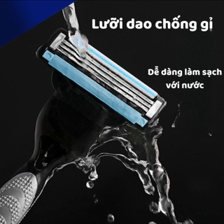 Dao Cạo Râu 3 Lưỡi Kèm Hộp, Dao Cạo Râu Kiểu Đức Cho Nam Kèm Lưỡi Dao Sắc Không Đau Rát Cho Da Mặt Life Plus - DCR04