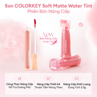 Son Kem COLORKEY Watery Tint Phiên Bản Nâng Cấp  Lâu Trôi, Không Dính, Siêu Mịn Môi 2.5g - Bebeau