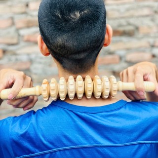Cây Massage Gỗ 9 Con Lăn Cao Cấp - Cây Lăn Massage Giúp Giảm Mỡ Bụng, Thư Giản Cơ Bắp, Lưu Thông