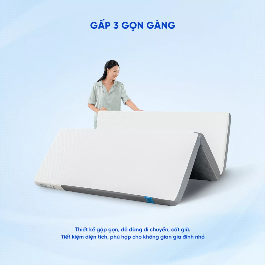 [ĐƠN 10TR TẶNG 1 BỘ CHĂN BÉ] Nệm foam gấp 3 IComfy Fold 3.0 - Nệm gập 3 tiện lợi, Nệm êm, Đệm gia đình, Nệm gập gọn nhẹ