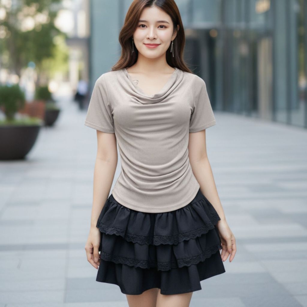 Áo Thun Nữ Cổ Đổ Bigsize Vải Thun Nhũ Kim Tuyến Co Giãn Áo Tay Ngắn Ôm  Đẹp Dễ Thương ESHOP MS457
