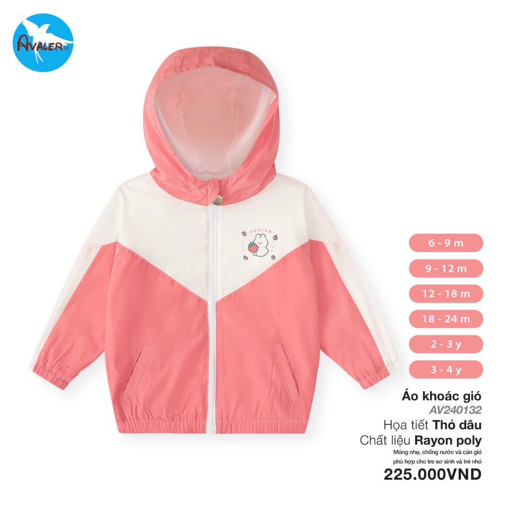 (6M-4Y; 8-14kg) Áo Khoác Gió Avaler Cho Bé AV240132