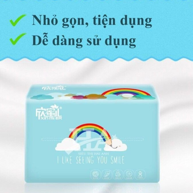 Giấy ăn gấu trúc cầu vồng XINMIER nội địa trung giấy màu trắng siêu dai thùng 30 gói
