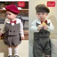 Set công tử XÁM nơ ĐỎ mặc Thu Đông cho bé di chơi đi học sinh nhật thôi nôi-SẴN Shipp
