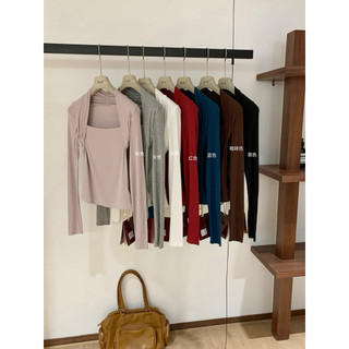𝙋𝙝𝙞𝙚𝙣 | W7543 Áo Thun Lạnh Nhún Gáy Cổ Vuông Tam Giác Ôm Người